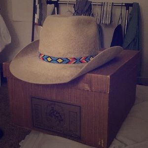 Custom made 7x long hair beaver felt hat Sz. 7 3/8